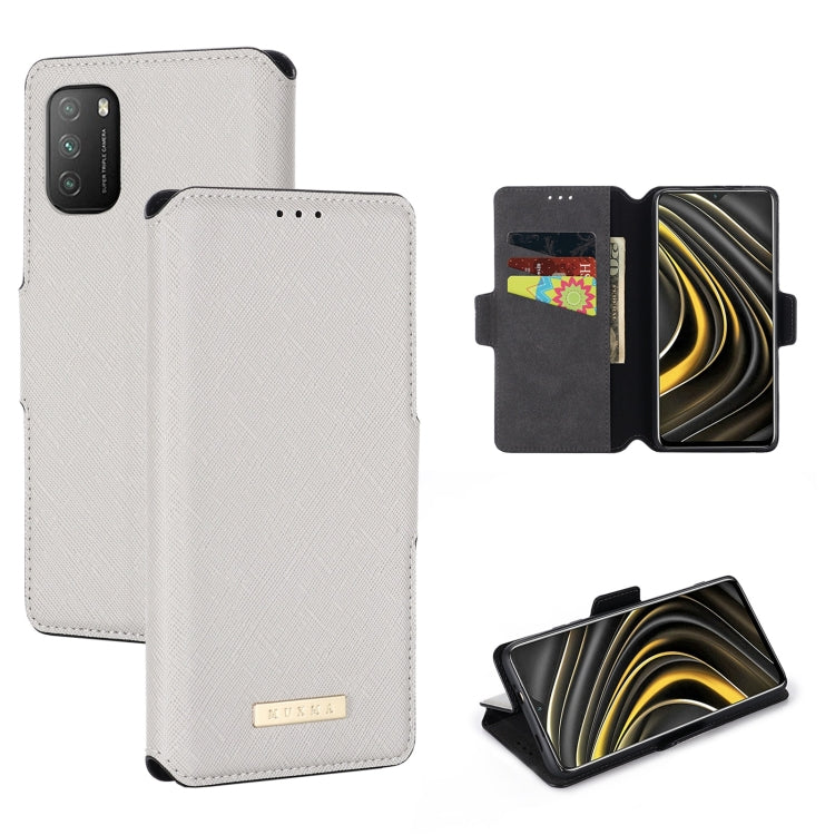 For Xiaomi Poco M3 MUXMA MX115 Cross Texture Oil Edge Flip Leather Phone Case