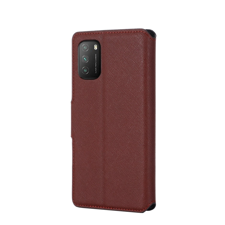 For Xiaomi Poco M3 MUXMA MX115 Cross Texture Oil Edge Flip Leather Phone Case