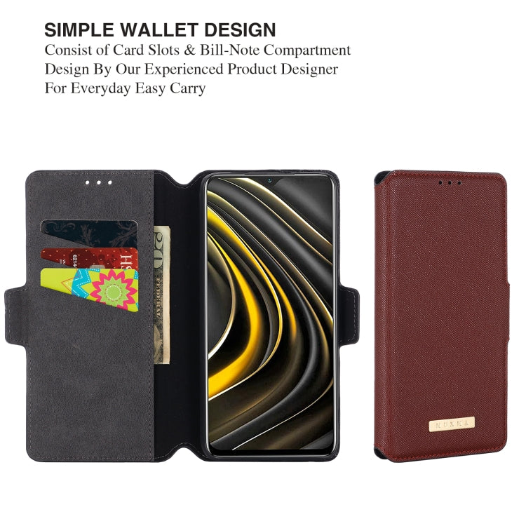 For Xiaomi Poco M3 MUXMA MX115 Cross Texture Oil Edge Flip Leather Phone Case