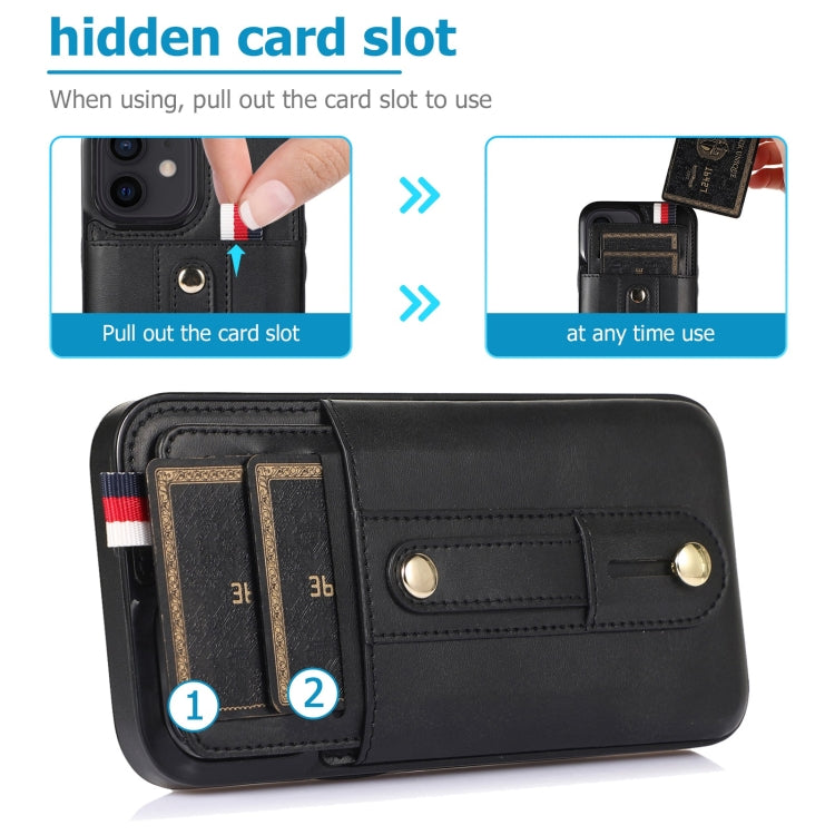 For iPhone 11 Wristband Kickstand Wallet Leather Phone Case