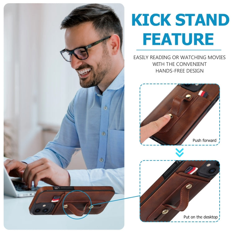 For iPhone 11 Wristband Kickstand Wallet Leather Phone Case