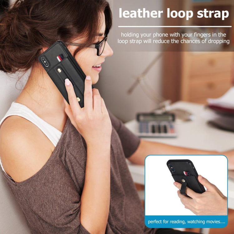 For iPhone X / XS Wristband Kickstand Wallet Leather Phone Case