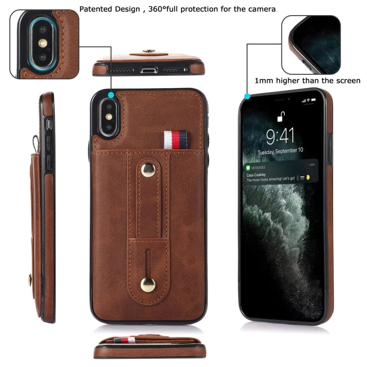 For iPhone X / XS Wristband Kickstand Wallet Leather Phone Case