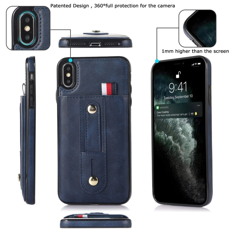 For iPhone X / XS Wristband Kickstand Wallet Leather Phone Case