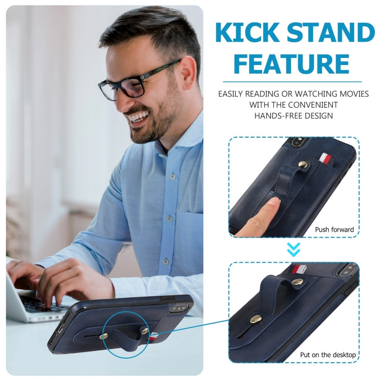 For iPhone X / XS Wristband Kickstand Wallet Leather Phone Case