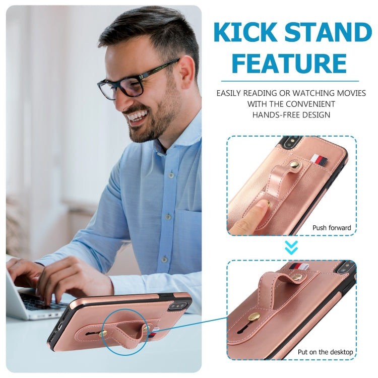 For iPhone X / XS Wristband Kickstand Wallet Leather Phone Case