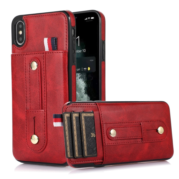 For iPhone X / XS Wristband Kickstand Wallet Leather Phone Case