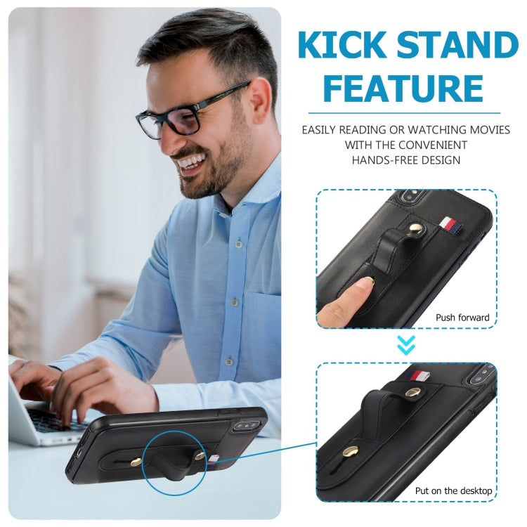 For iPhone XS Max Wristband Kickstand Wallet Leather Phone Case