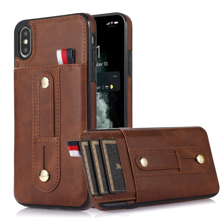 For iPhone XS Max Wristband Kickstand Wallet Leather Phone Case
