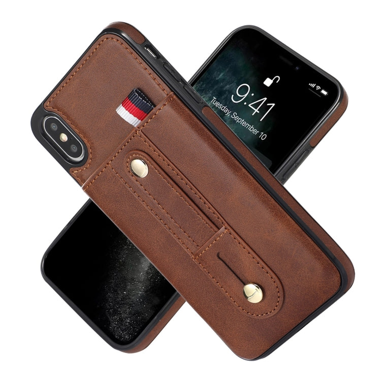 For iPhone XS Max Wristband Kickstand Wallet Leather Phone Case