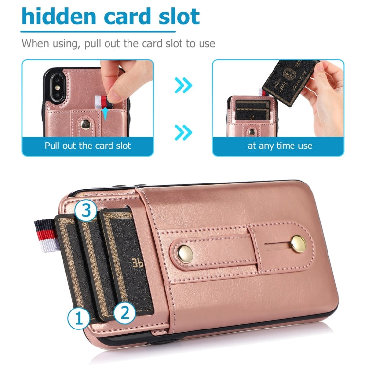 For iPhone XS Max Wristband Kickstand Wallet Leather Phone Case