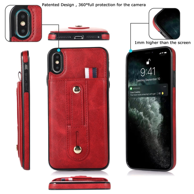 For iPhone XS Max Wristband Kickstand Wallet Leather Phone Case