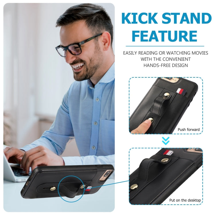 Wristband Kickstand Wallet Leather Phone Case For iPhone 7 Plus / 8 Plus