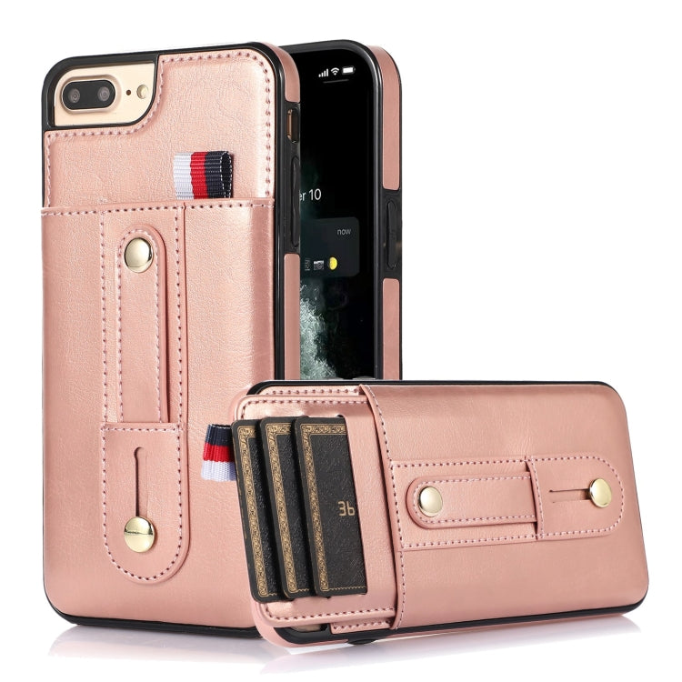 Wristband Kickstand Wallet Leather Phone Case For iPhone 7 Plus / 8 Plus