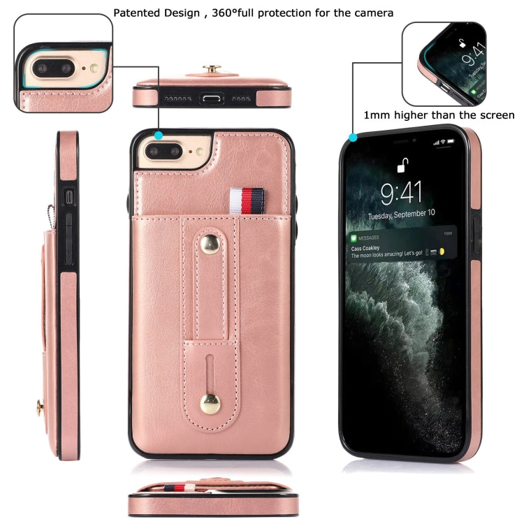 Wristband Kickstand Wallet Leather Phone Case For iPhone 7 Plus / 8 Plus