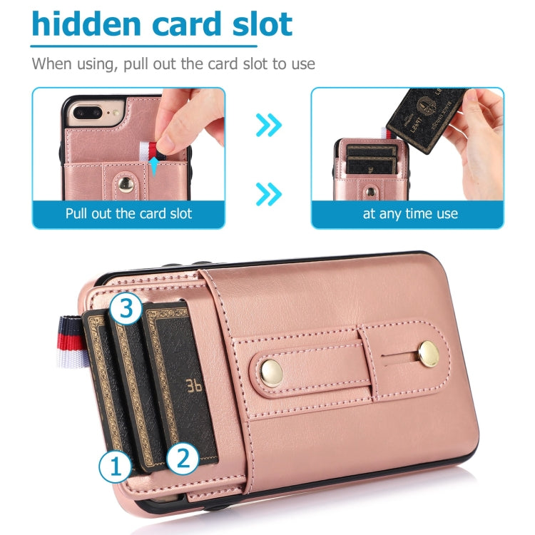 Wristband Kickstand Wallet Leather Phone Case For iPhone 7 Plus / 8 Plus