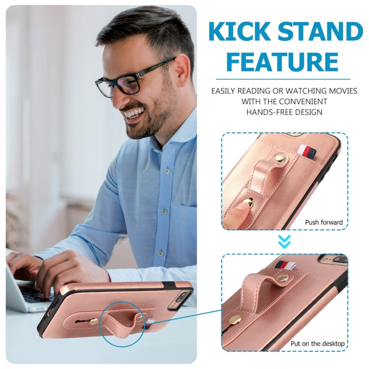 Wristband Kickstand Wallet Leather Phone Case For iPhone 7 Plus / 8 Plus