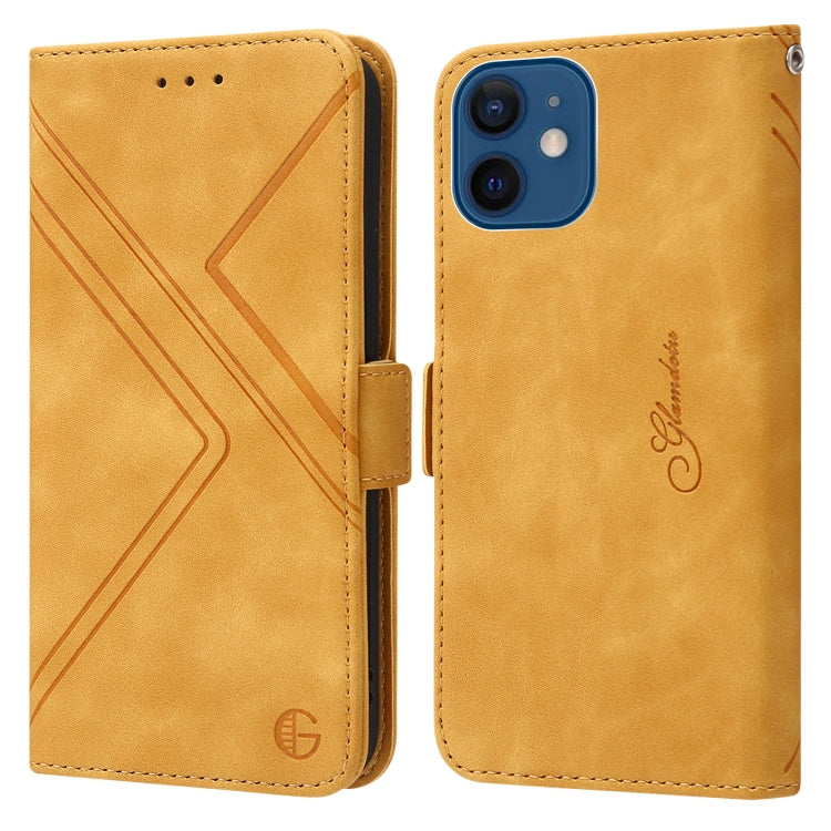 For iPhone 13 mini / 12 mini RFID Geometric Line Flip Leather Phone Case