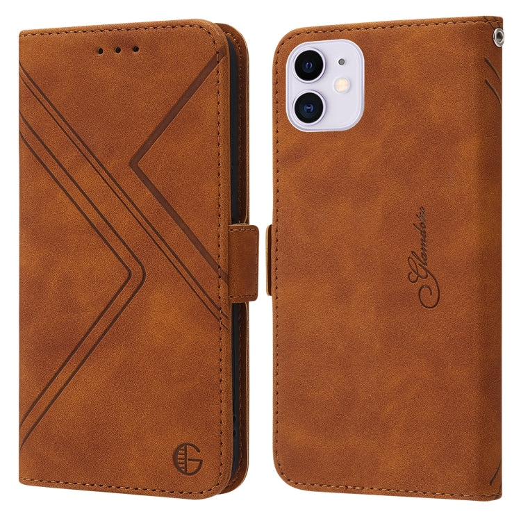 For iPhone 11 RFID Geometric Line Flip Leather Phone Case