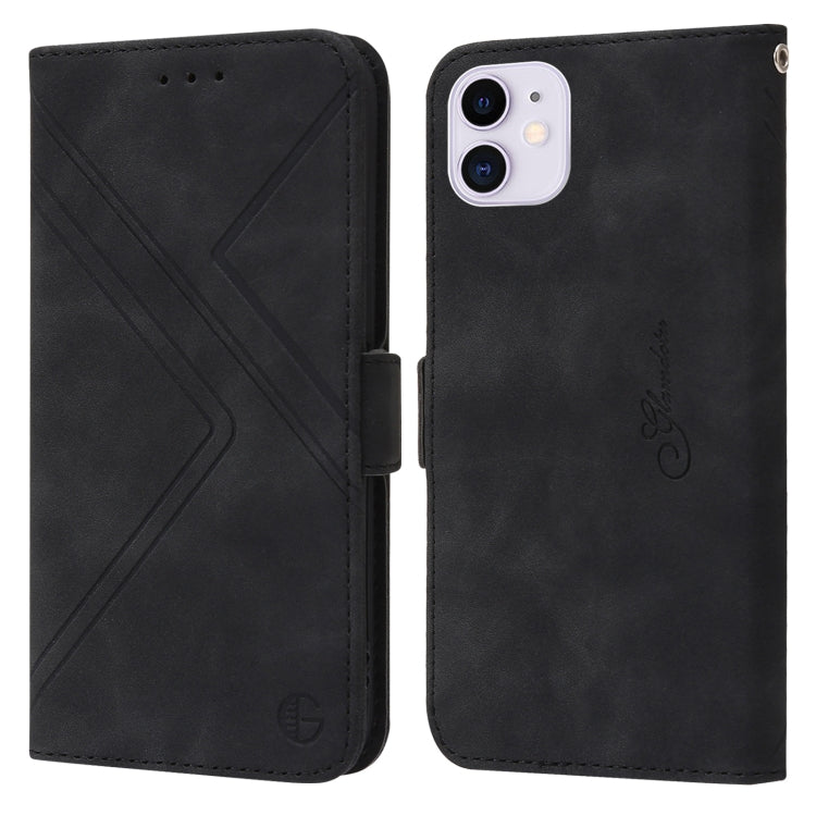 For iPhone 11 RFID Geometric Line Flip Leather Phone Case