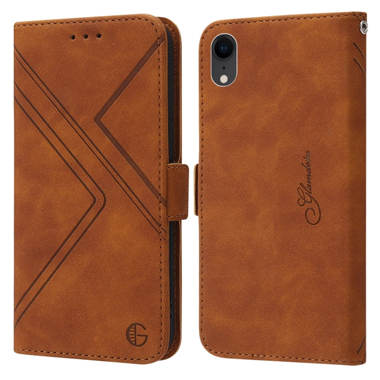 For iPhone XR RFID Geometric Line Flip Leather Phone Case