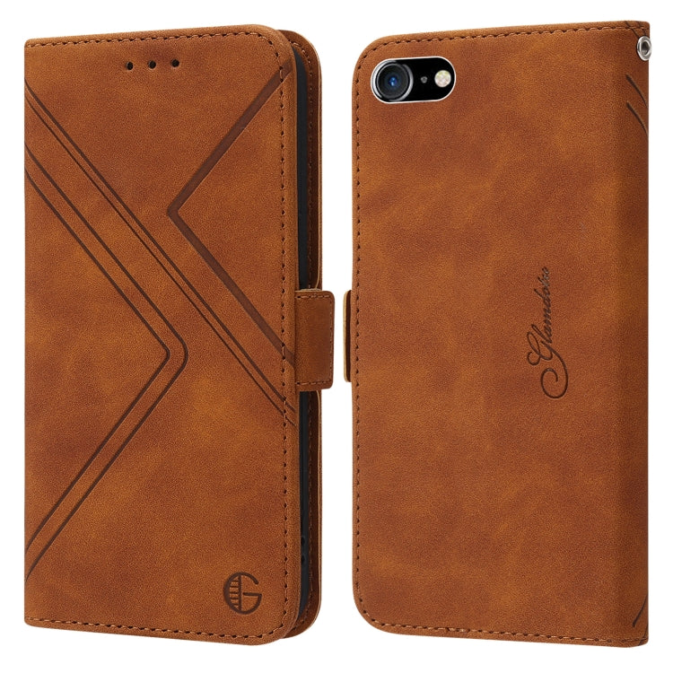 For iPhone SE 2022 / SE 2020 / 8 / 7 RFID Geometric Line Flip Leather Phone Case