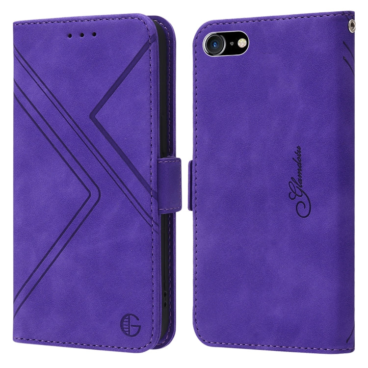 For iPhone SE 2022 / SE 2020 / 8 / 7 RFID Geometric Line Flip Leather Phone Case