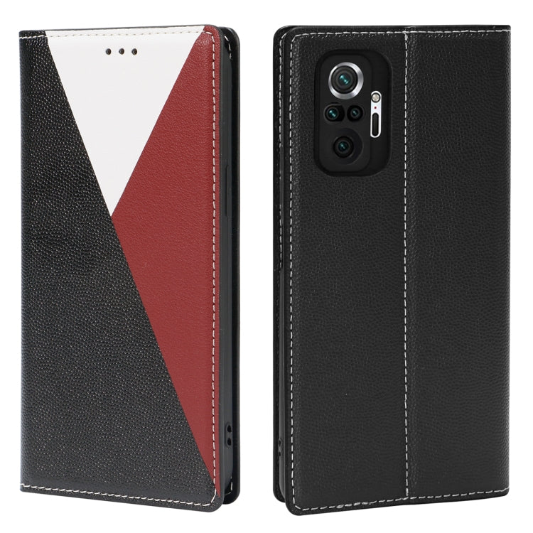 For Xiaomi Redmi Note 10 Pro 3-Splicing Flip Microfiber Leather Phone Case