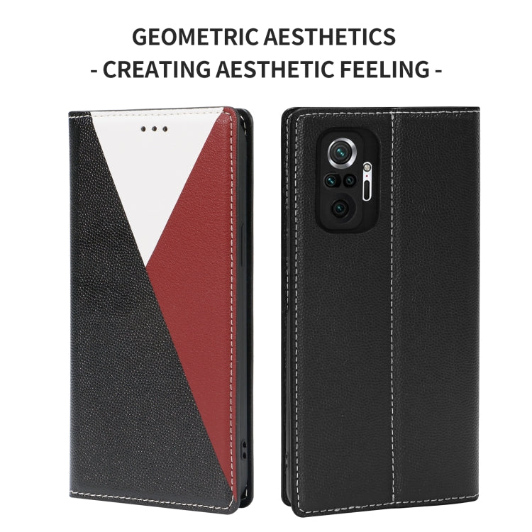For Xiaomi Redmi Note 10 Pro 3-Splicing Flip Microfiber Leather Phone Case