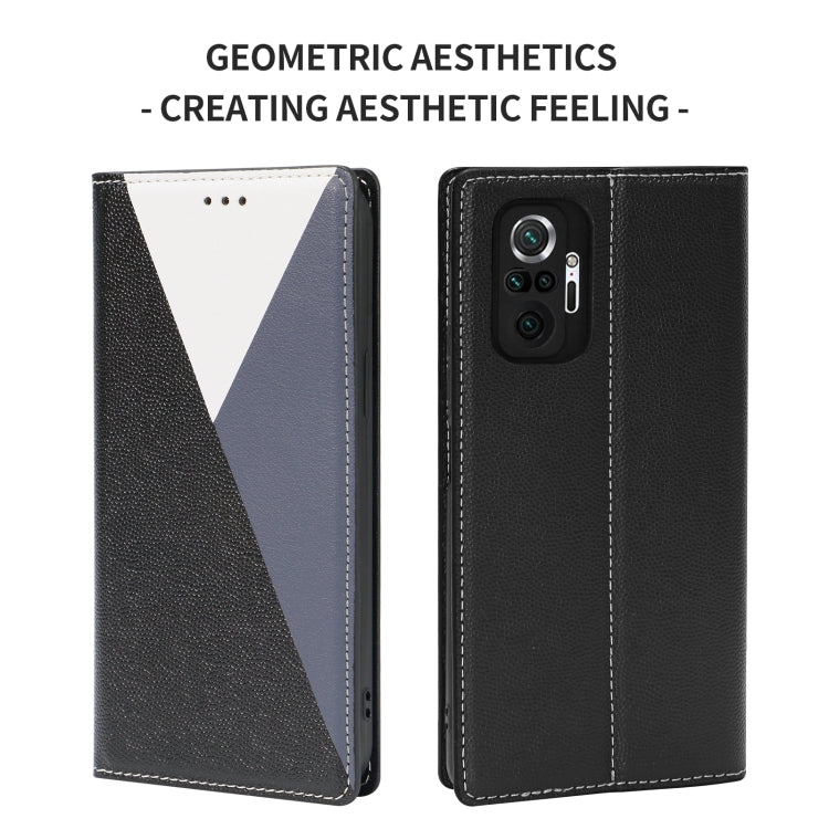 For Xiaomi Redmi Note 10 Pro 3-Splicing Flip Microfiber Leather Phone Case