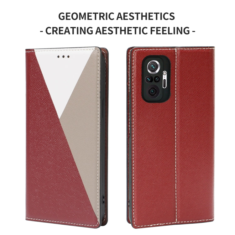 For Xiaomi Redmi Note 10 Pro 3-Splicing Flip Microfiber Leather Phone Case