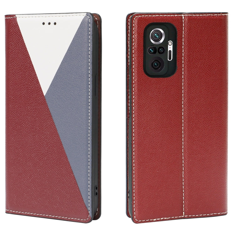 For Xiaomi Redmi Note 10 Pro 3-Splicing Flip Microfiber Leather Phone Case