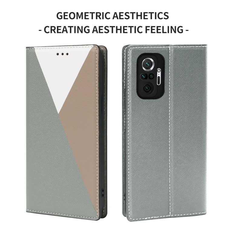 For Xiaomi Redmi Note 10 Pro 3-Splicing Flip Microfiber Leather Phone Case