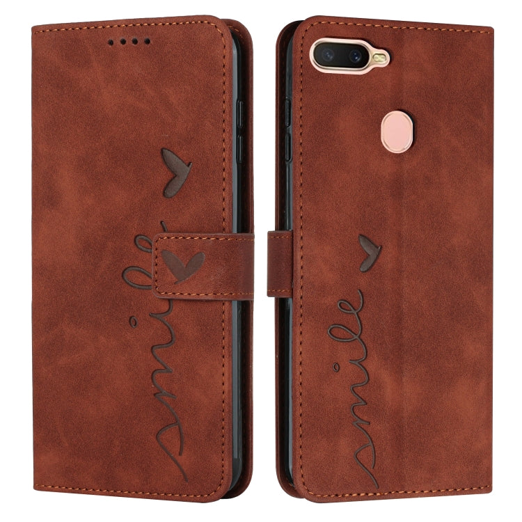 For OPPO A7/A5s/A12 Skin Feel Heart Pattern Leather Phone Case