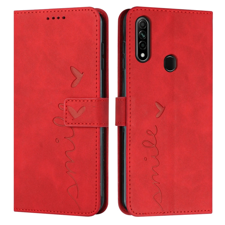 For OPPO A8/A31 Skin Feel Heart Pattern Leather Phone Case