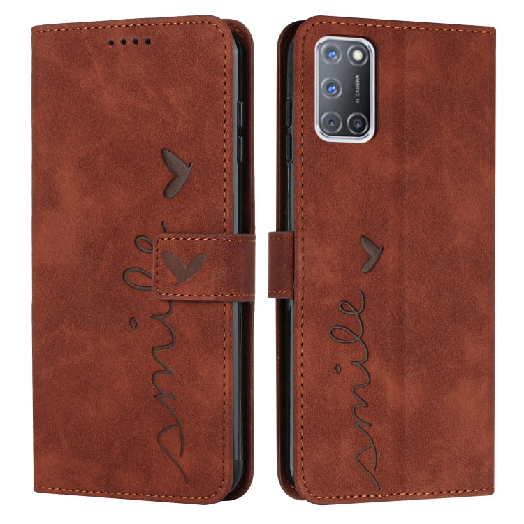 For OPPO A52/A72/A92 Skin Feel Heart Pattern Leather Phone Case