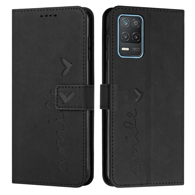 For OPPO Realme 8 5G/Realme V13 5G Skin Feel Heart Pattern Leather Phone Case