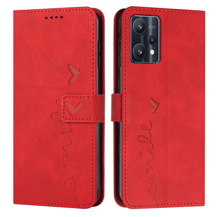 For OPPO Realme 9 Pro+ Skin Feel Heart Pattern Leather Phone Case