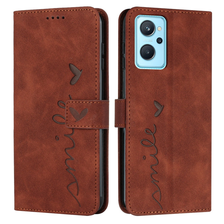 For OPPO Realme 9i Skin Feel Heart Pattern Leather Phone Case