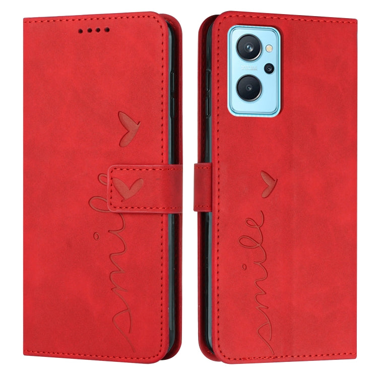 For OPPO Realme 9i Skin Feel Heart Pattern Leather Phone Case