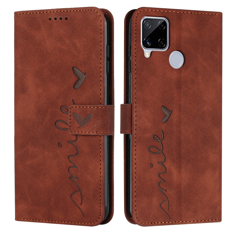For OPPO Realme C12/C15 Skin Feel Heart Pattern Leather Phone Case