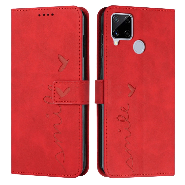 For OPPO Realme C12/C15 Skin Feel Heart Pattern Leather Phone Case