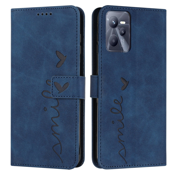 For OPPO Realme C35 Skin Feel Heart Pattern Leather Phone Case