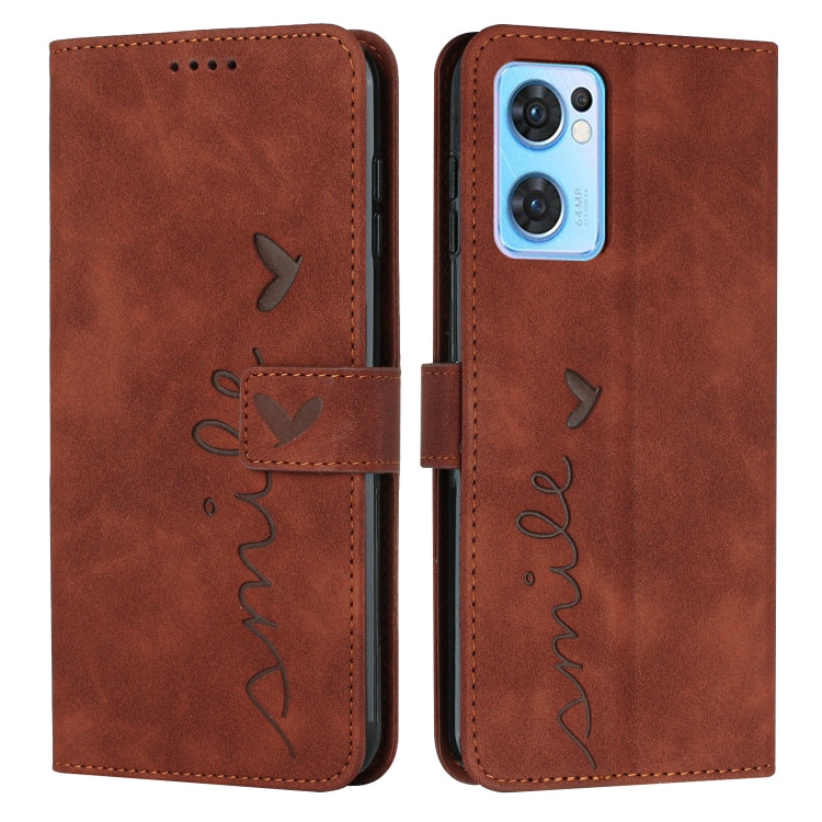For OPPO Reno7 5G Skin Feel Heart Pattern Leather Phone Case