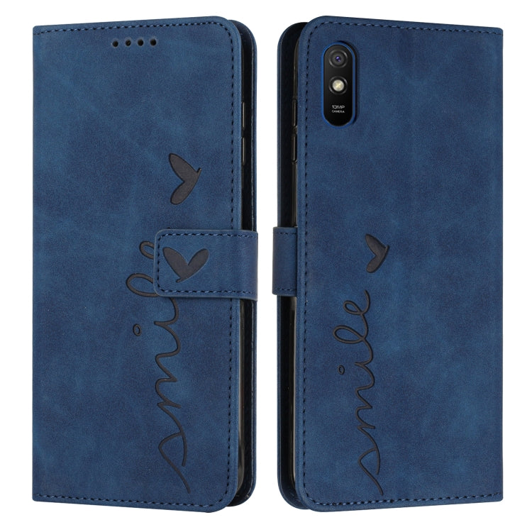 For Xiaomi Redmi 9A Skin Feel Heart Pattern Leather Phone Case