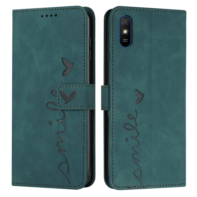 For Xiaomi Redmi 9A Skin Feel Heart Pattern Leather Phone Case