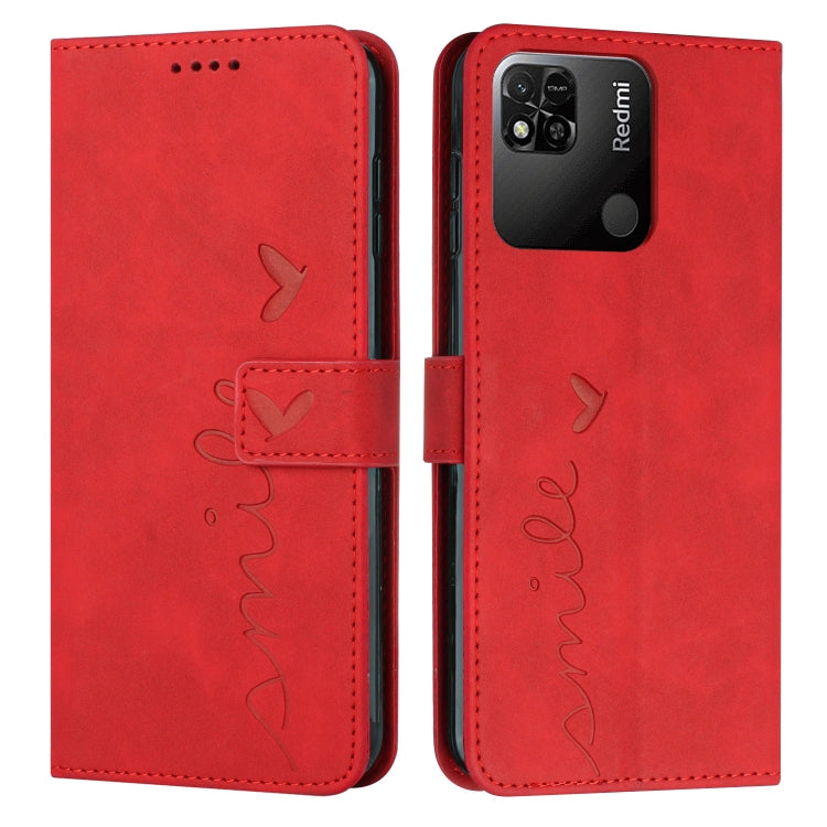 For Xiaomi Redmi 10C Skin Feel Heart Pattern Leather Phone Case