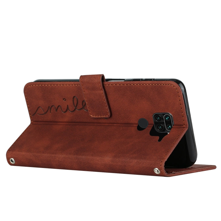 For Xiaomi Redmi Note 9 Skin Feel Heart Pattern Leather Phone Case