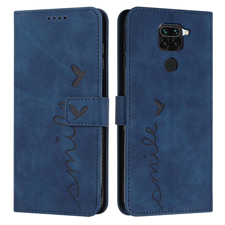 For Xiaomi Redmi Note 9 Skin Feel Heart Pattern Leather Phone Case