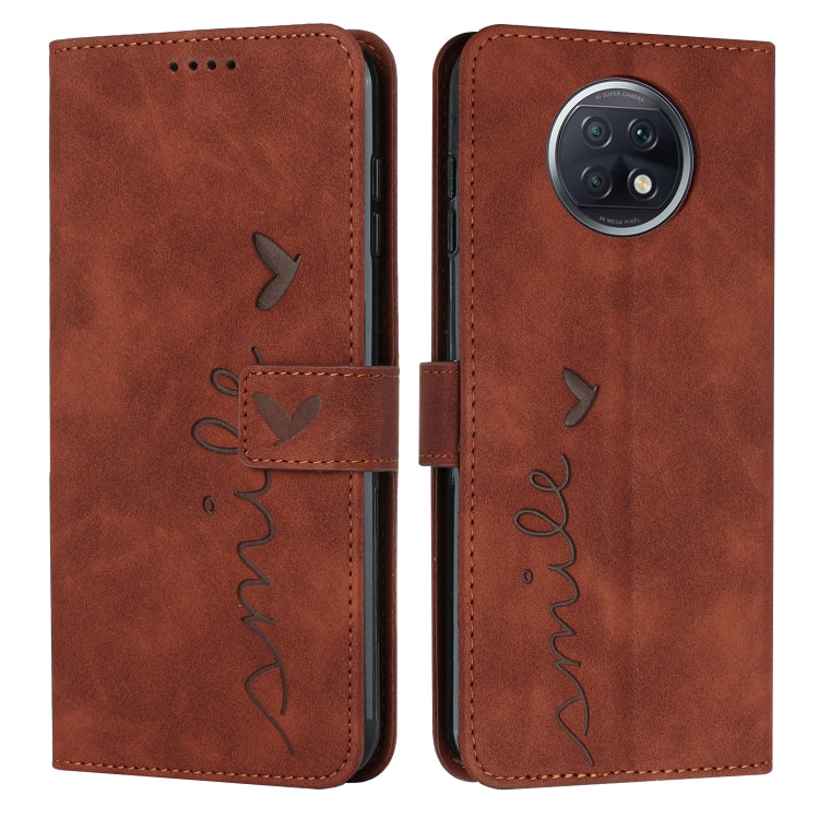 For Xiaomi Redmi Note 9T Skin Feel Heart Pattern Leather Phone Case